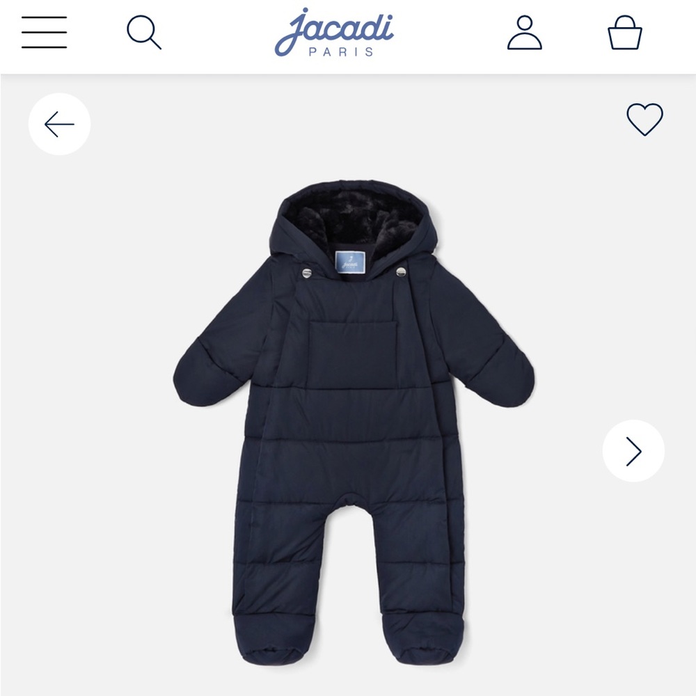 Jacadi Navy Hooded Baby Snowsuit